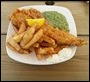 Whale, chips and mushy peas